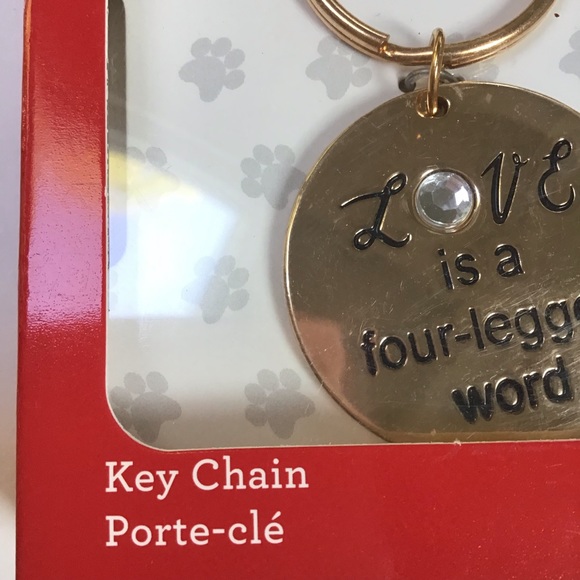 Love Is A Four Legged Word Pet Owner’s Gold Tone Keychain NWT - Picture 6 of 10